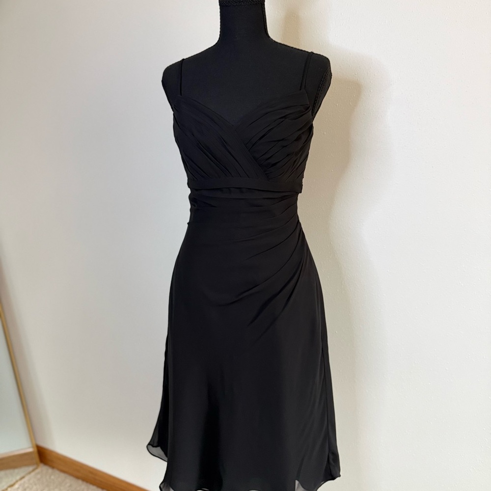 Vintage Y2K ALYCE Designs Black Chiffon Ruched Formal Dress Size 4 - Picture 7 of 14